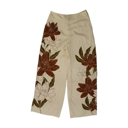 Beige Floral Pants