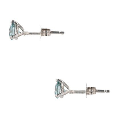 10K White Gold Blue Stone Stud Earrings