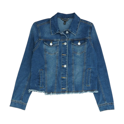 Blue Solid Denim Jacket