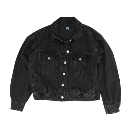 Black Solid Denim Jacket