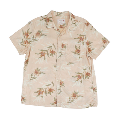 Peach Floral Short Sleeve Button Down