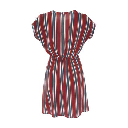 Burgundy Striped Mini Dress