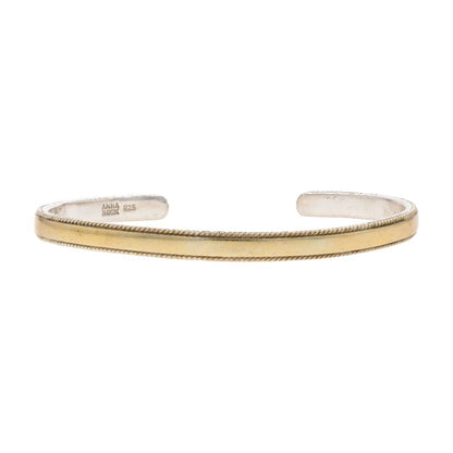 Sterling Silver And Gold Tone Hammered Stacking Cuff Bracelet