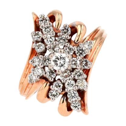 .50 ct 14K Two Tone Gold Vintage Style Diamond Waterfall Anniversary Ring