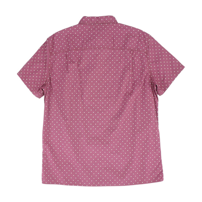 Burgundy Print Short Sleeve Button Down