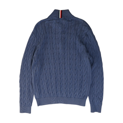 Blue Solid 1/4 Zip Sweater