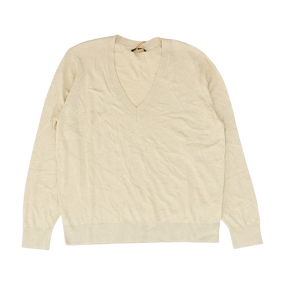 Beige Solid Pullover Sweater