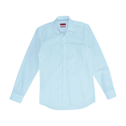 White Solid Long Sleeve Button Down
