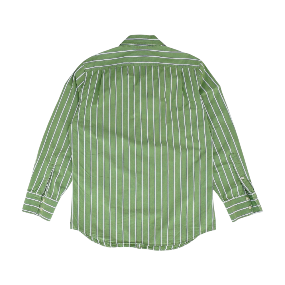 Green Striped Long Sleeve Button Down