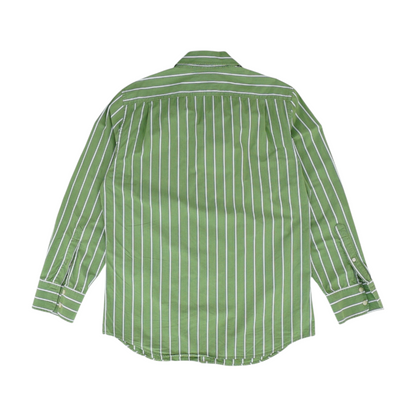 Green Striped Long Sleeve Button Down