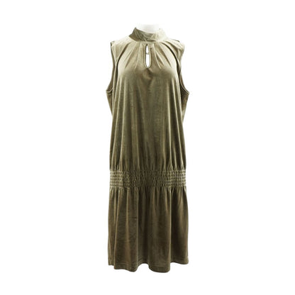 Brown Solid Midi Dress