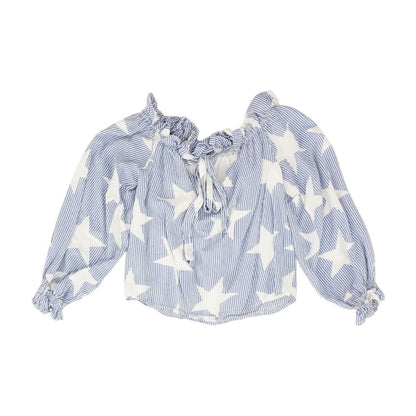 Blue Striped Long Sleeve Blouse
