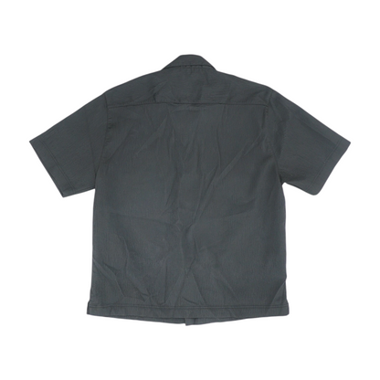 Black Solid Short Sleeve Button Down