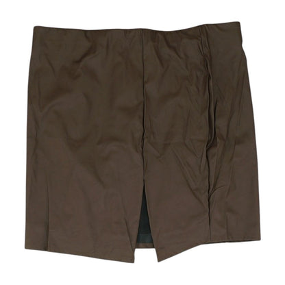 Brown Solid Midi Skirt