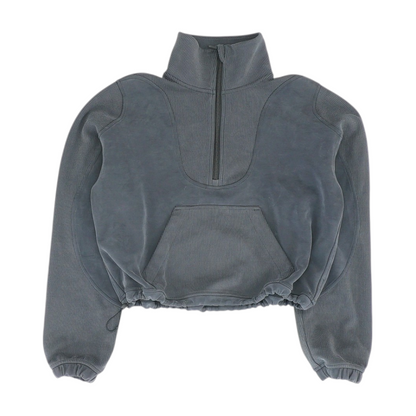 Gray Solid 1/4 Zip Pullover