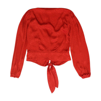 Red Animal Print Long Sleeve Blouse
