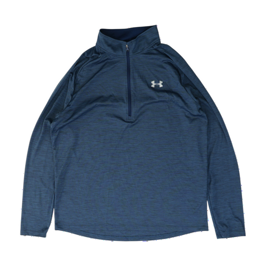 Blue Solid 1/4 Zip Pullover