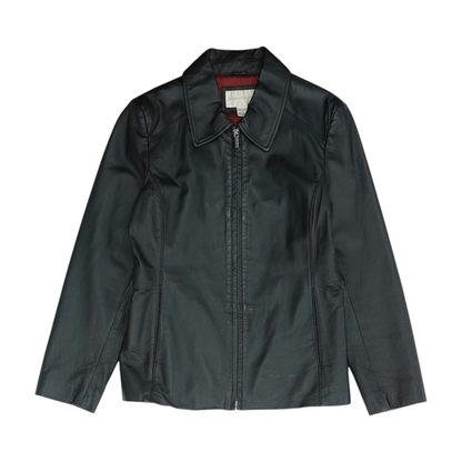 Black Solid Leather Jacket