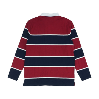 Red Striped Long Sleeve Polo