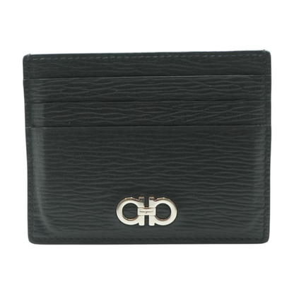 Black and Ferragamo Red Gancini Credit Card Holder