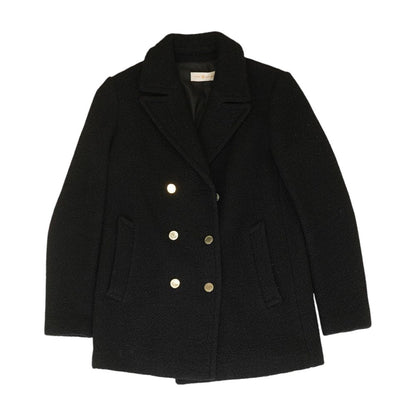 Black Solid Peacoat Coat