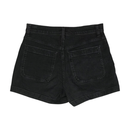 Black Solid Denim Shorts