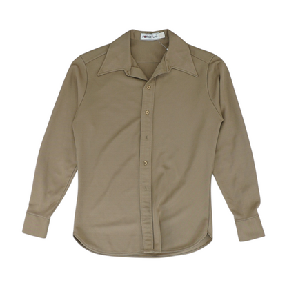 Vintage Brown Solid Long Sleeve Button Down