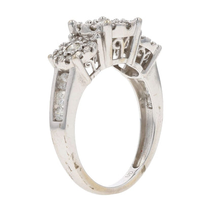 1 1/2 Ct 14K White Gold Halo And Illusion Set Diamond Engagement Ring