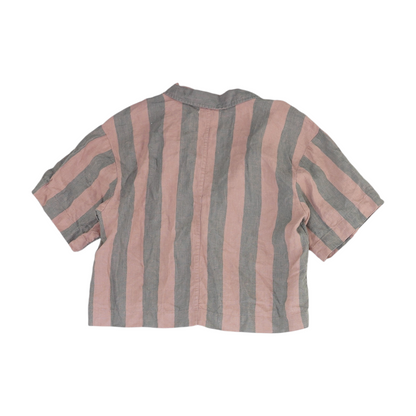 Pink Striped Cropped Blouse