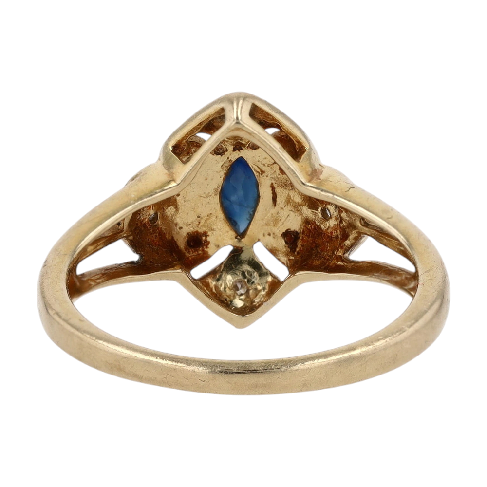 10K Two-Tone Gold Blue Stone Fashion Ring
