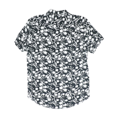 Black Floral Short Sleeve Button Down