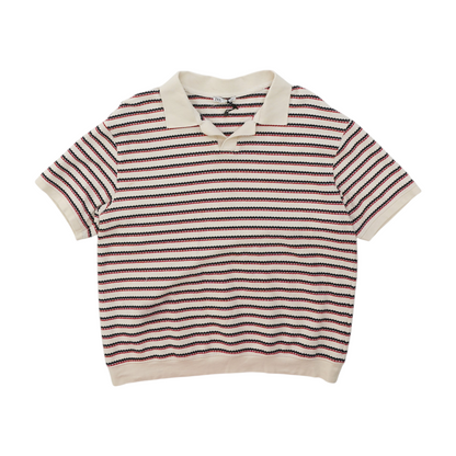Beige Striped Pullover Sweater