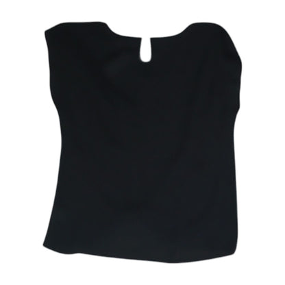Black Solid Short Sleeve Blouse