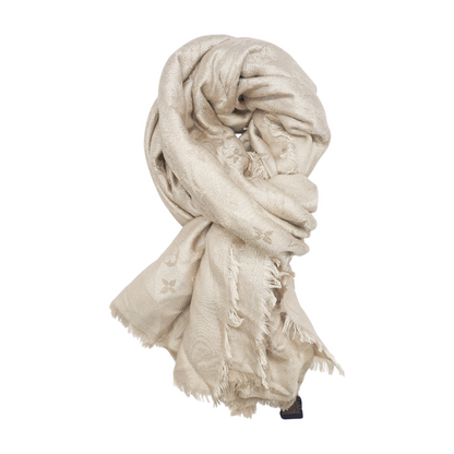 Classic Monogram Shawl in Greige