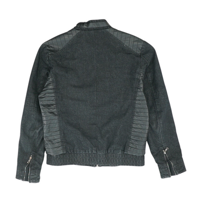 Black Solid Denim Jacket