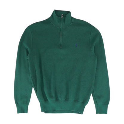 Green Solid 1/4 Zip Sweater