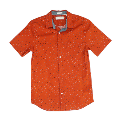 Red Print Short Sleeve Button Down
