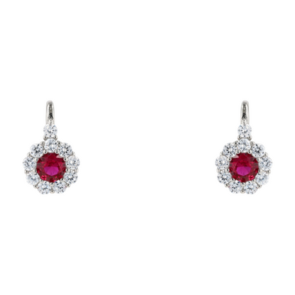 Sterling Silver Synthetic Ruby Dangle Earrings