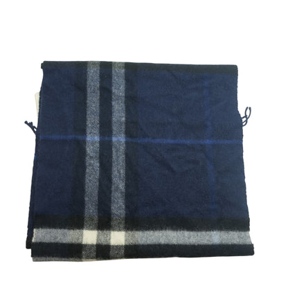 Blue Check Cashmere Scarf