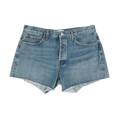 Blue Solid Denim Shorts