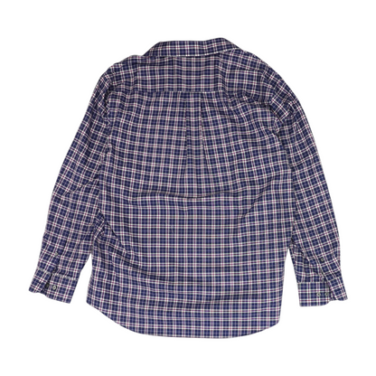 Navy Plaid Long Sleeve Button Down