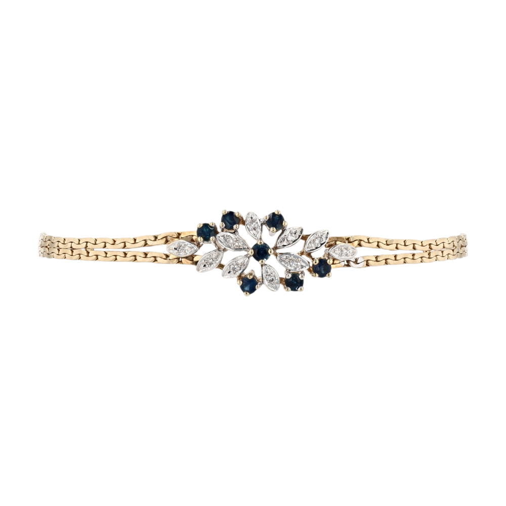 9K Two-Tone Gold Diamond Chain Bracelet