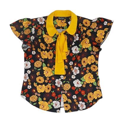 Black Floral Button Down