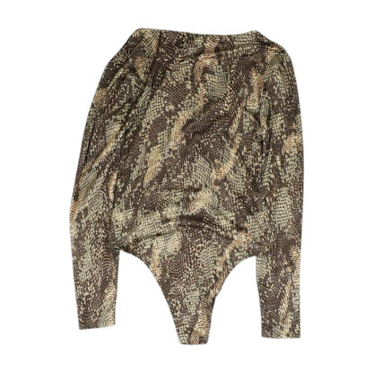 Brown Animal Print Long Sleeve Blouse