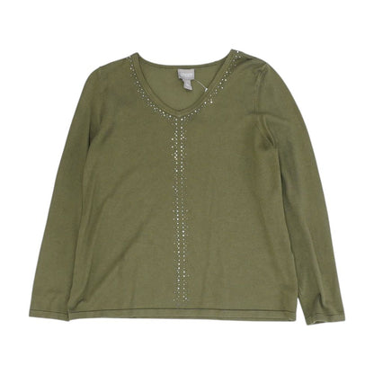 Green V Neck Knit Top