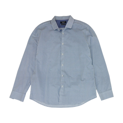 White Abstract Long Sleeve Button Down