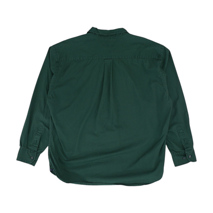 Green Solid Long Sleeve Button Down