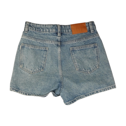 Blue Solid Denim Shorts