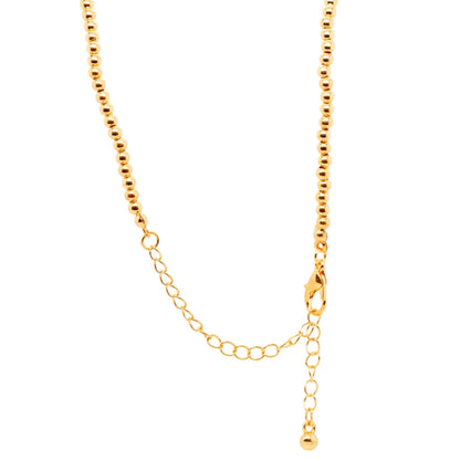 Gold Tone Ball Bead Chain With Teal Crosses Necklace