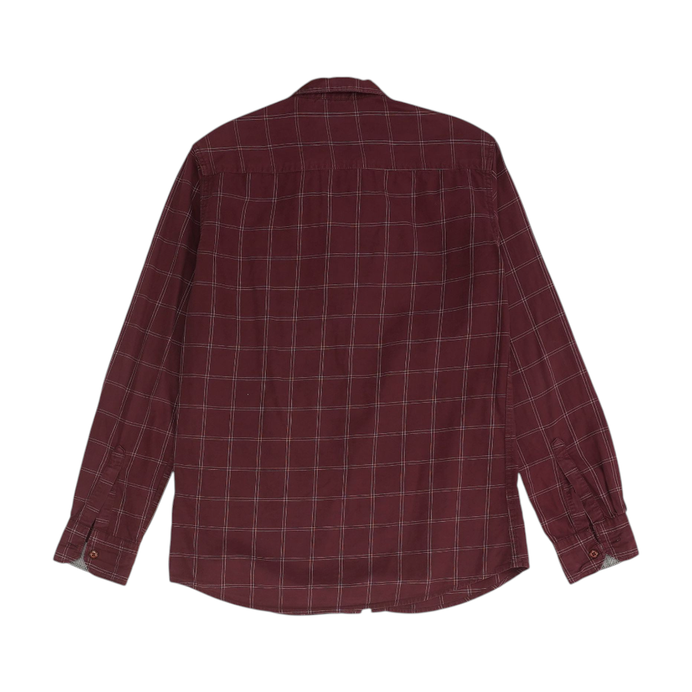 Burgundy Check Long Sleeve Button Down